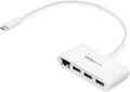 StarTech.com 3 Port USB C Hub w/Gigabit Ethernet USB Type C to 3 x USB-A Multi Port USB 3.0 Hub for MacBook Pro (HB30C3A1GEA) White