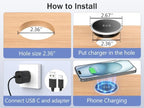 Wireless Magnetic Charger Desk Mount 15W Fast Charger for iPhone 17 16 Pro Max 15 14 13 12 Series,Magnet Qi Charging Pad/Station for AirPods,Recessed Hidden Under Desktop Hole Save Nightstand Space
