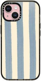 CASETiFY Impact Case for iPhone 15 [8.2ft 4X Military Grade Drop Protection/Compatible with Magsafe] - Blue Stripes - Clear Black