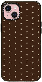 CASETiFY Impact Case for iPhone 15 Plus [8.2ft 4X Military Grade Drop Protection/Compatible with Magsafe] - Choco Dots - Clear Black