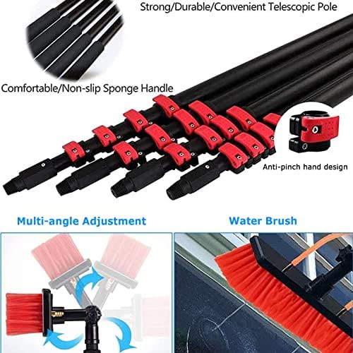 Telescopic Window Cleaning Brush - Extendable Water Fed Pole for Solar Panel & Conservatory Roof Cleaning - Outdoor Washing Equipment with Durable Brush Head