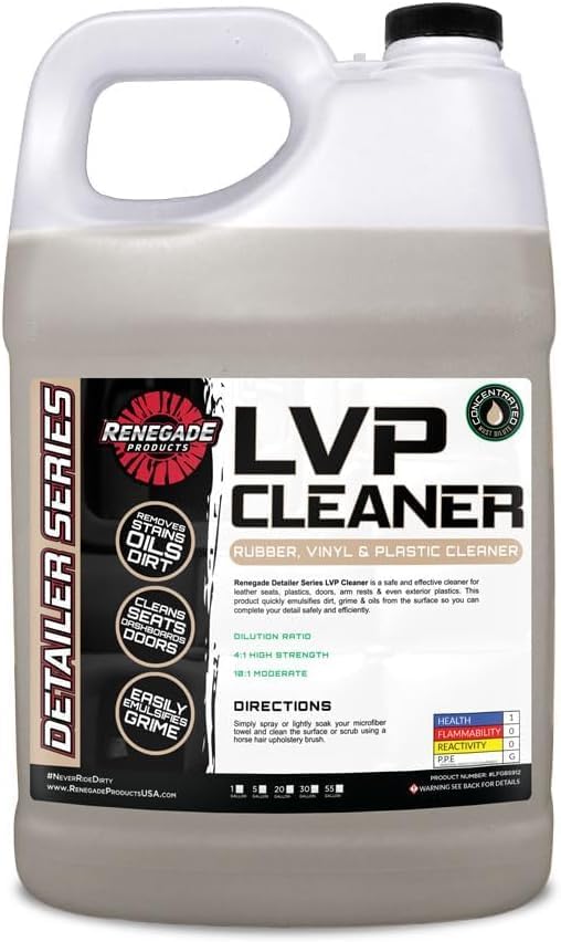 Renegade Products LVP Cleaner - Professional Leather, Vinyl & Plastic Cleaner | Removes Dirt, Oils & Stains from Car Interiors, Seats & Dashboards | Restores OEM Finish (1 Gallon)