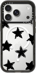 CASETiFY Impact iPhone 17 Pro Case [Slim/Compatible with Magsafe / 8.2 ft. 4X Military Grade Drop Protection] - Star Marks - Clear Black