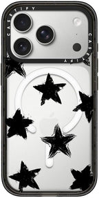 CASETiFY Impact iPhone 17 Pro Case [Slim/Compatible with Magsafe / 8.2 ft. 4X Military Grade Drop Protection] - Star Marks - Clear Black