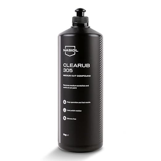Nasiol CleaRub 305 Silicon Free Scratch Remover Heavy Cut Compound Polish, Rubbing Compound for Car Scratches, Polishing Compound, Car Detailing, Compound Car Scratch, 32 Fl oz.