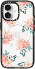 CASETiFY Impact iPhone 17 Case [Slim/Compatible with Magsafe / 8.2 ft. 4X Military Grade Drop Protection] - Pink Daisies - Clear Black