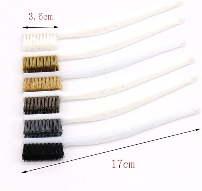 2/6pcs Cleaning Brush Copper Wire Nylon Industrial Tooth Brush Wenwan Bodhi Nuclear Carving Hand Rust Removal Tools,2pcs,Black pig hair