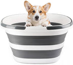 28L Large Collapsible Mop Bucket with Handle for Cleaning, Silicone Portable Pet Bathtub for Puppy Small Dogs Cats, Foldable Laundry Basket Hamper Clothes Storage Bin Space Saving Design for RV Home