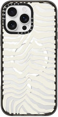CASETiFY Impact Case for iPhone 16 Pro Max [Slim / 8.2 ft. 4X Military Grade Drop Protection/Compatible with Magsafe] - Zebra Stripe - Clear Black