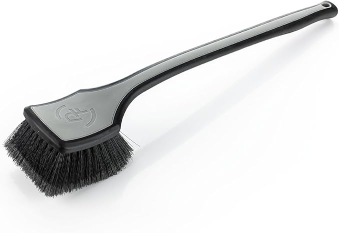Detail Factory - Fender Well Brush - Ergonomic ProGrip Handle, Stiff Synthetic Bristles, Ergonomic Design, Clean Your Wheel Wells with Ease - Grey