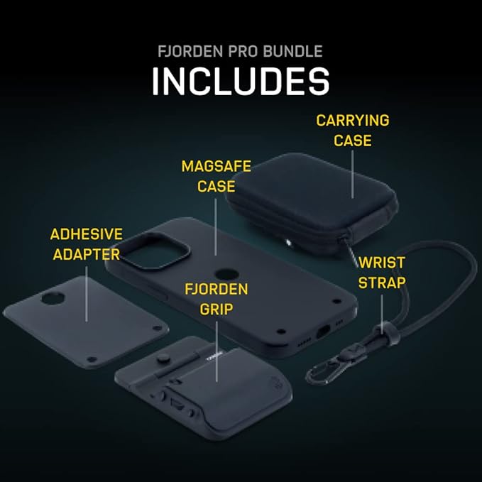 FJORDEN Pro Bundle for iPhone 14 Pro Max - Includes Fjorden Camera Grip, MagSafe iPhone Case, Wrist Strap & Carry Case - Shoot Like A Pro with Your iPhone