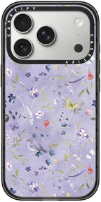 CASETiFY Impact iPhone 17 Pro Case [Slim/Compatible with Magsafe / 8.2 ft. 4X Military Grade Drop Protection] - Floral Reverie Purple - Clear Black