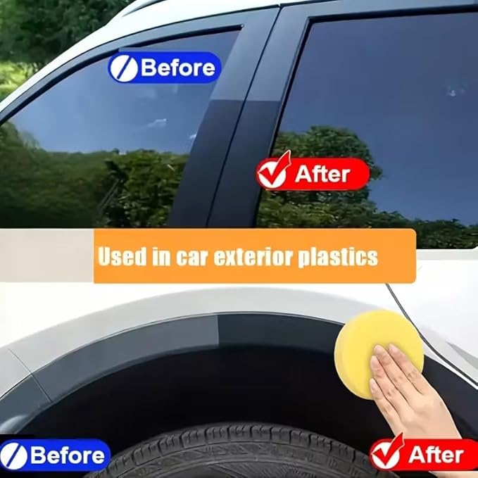 Premium Tire Coating & Trim Restorer, Tire Coating Paste Rapid Acting, Bring Back the Original Deep Black Shine to Rubber and Plastic (1PC)