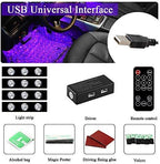 Teguangmei Car Interior Ambient Lights,4Pcs 12LED USB Plug-in RGB Multicolor Star Atmosphere Lights for Car Carpets Under Dash LED Accent Lighting Kit with Sound Active and Remote Control DC 5V