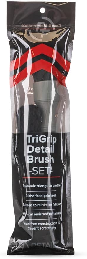 Detail Factory - TriGrip Boar’s Hair Detailing Brush Set - Professional 2-Piece Ergonomic Cleaning Kit