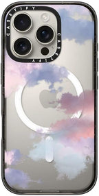 CASETiFY Impact Case for iPhone 16 Pro [Slim / 8.2 ft. 4X Military Grade Drop Protection/Compatible with Magsafe] - Clouds - Clear Black
