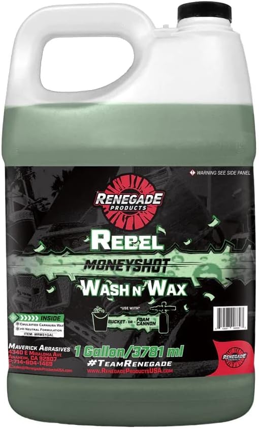 Renegade Products - Moneyshot Wash N' Wax Soap, pH-Neutral Soap with Carnauba Wax Blend, Thick Foam & Protective Coating (24 Ounce)