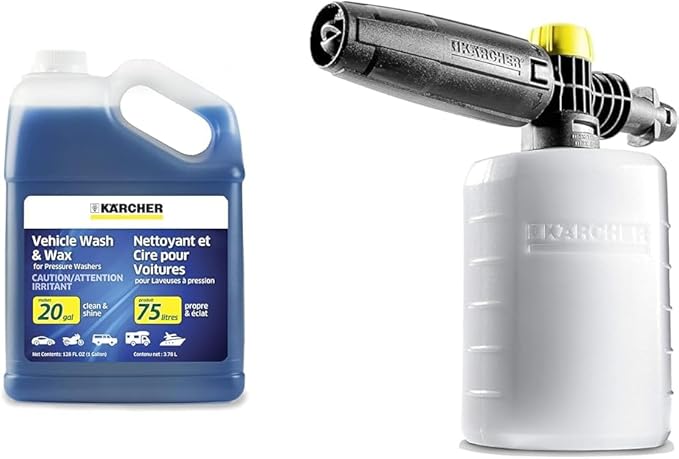 Kärcher Pressure Washer Car Wash Kit - Car Soap Concentrate, Foam Cannon Nozzle for K1-K5 Electric Washers