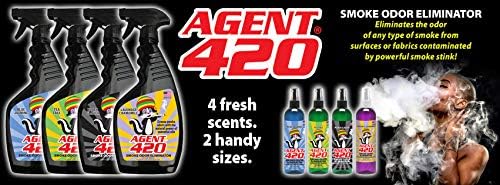 Agent 420 Odor Eliminator Spray, Blue Jasmine, 4 oz — Tea Tree Oil Breaks Down Smoke at the Molecular Level