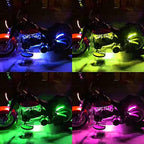 12pcs Motorcycle LED Underglow Kits,16 Million Colors A PP Control RGB Motorcycle LED Lights Sync to Music Waterproof DC12V.