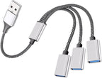KALLORY USB Hub Splitter 1 Male to 3 Female Portable USB Power Adapter for Laptop and Car for Fast Charging and Data Sync