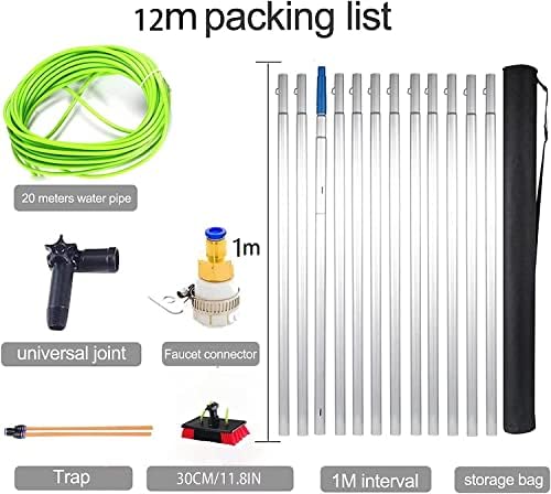 Telescopic Glass Cleaning Brush - 5-12m Extension Pole for Solar Panel & Window Cleaning 30cm Brush for Trucks Efficient Photovoltaic & Glass Wall Maintenance