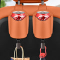 Car Seat Back Organizers Set of 2 with Leather Cup Holder and Headrest Hook, Universal Backseat Phone Mount & Storage Bag (Orange)