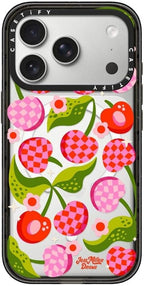 CASETiFY Impact iPhone 17 Pro Case [Slim/Compatible with Magsafe / 8.2 ft. 4X Military Grade Drop Protection] - Checkered Cherries - Clear Black