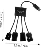 OSALADI 3 Sets 4 Ports Hub Extension Splitter Usbc to USB Adapter Multi-Port USB Charger for Laptop Pc Car Wall OTG No Driver Needed