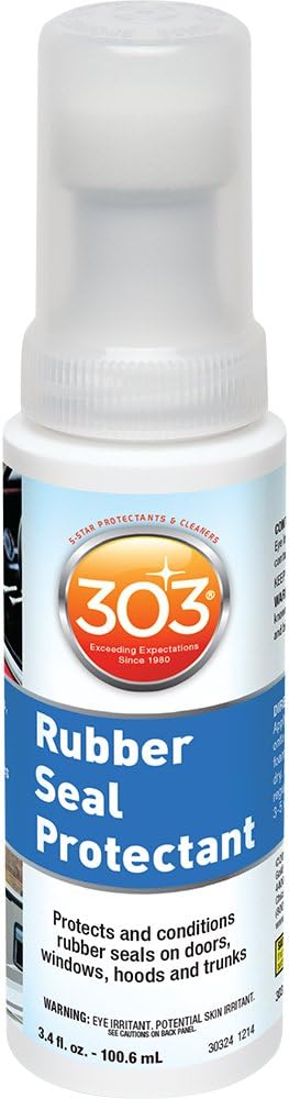 303 Products Rubber Seal Protectant – Protects & Conditions Seals on Doors, Windows, Hoods, Trunks Rejuvenates Color & Flexibility of Old & Dry Seals Weatherproofing & UV Protection, 3.4 fl.oz