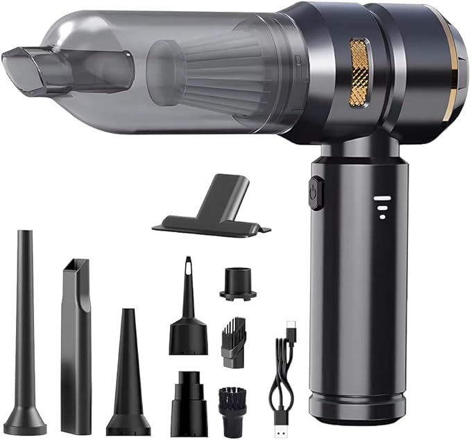 Handheld Cordless Vacuum,Car Vacuum Cleaner,4-in-1 22000PA High Power Portable Rechargeable Vacuum Cleaner with Brushless Motor, Small Handheld Vacuum & Air Blower & Pump-Black
