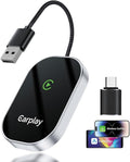 Wireless Carplay Adapter, 2025 Upgrade Converts Wired to Wireless Adapter for iPhone, Auto Connect Dongle for Apple Car Play, Bluetooth No Delay Control for Cars from 2016 and iOS 10+, Silver