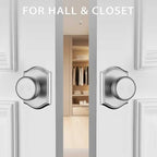 Interior Pismo Doorknobs for Closet, Brushed Nickel Door Knobs with Camelot Trim, Heavy Duty Door Handle
