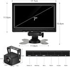 AHD Dual Backup Camera with 7'' 1080P DVR Monitor, Front and Rear View Camera Waterproof Night Vision Reversing Camera for Truck Pick Up RV Camper Bus 12V-36V