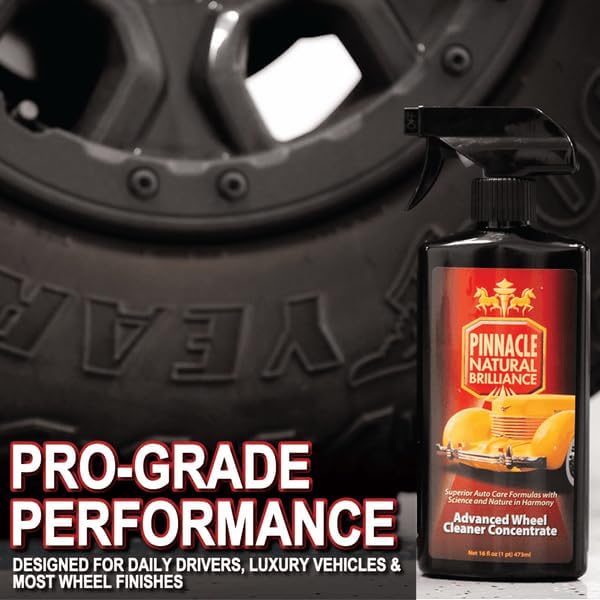 Pinnacle Advanced Wheel Cleaner | Color-Changing Deep-Cleaning Formula | Safe for All Wheel Finishes | Concentrated & Chemical-Free | 16 oz | PIN-400-N