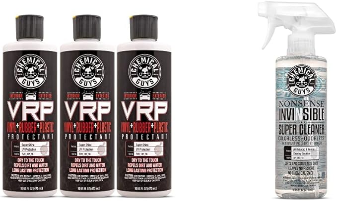 Chemical Guys TVD_107_1603 V.R.P. Vinyl, Rubber and Plastic Non-Greasy Dry-to-The-Touch Long Lasting Super Shine Dressing for Tires, 16 fl oz & SPI_993_16 Nonsense All Surface Cleaner 16 fl. Oz