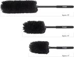 Eastwood Concours Premium Cleaning Woolies | Professional Long Handle Soft Brush for Wheels & Tires, Interior Detailing, and Household Cleaning | Made of 100% Wool and Anti-Scratch on Paint | Set of 3