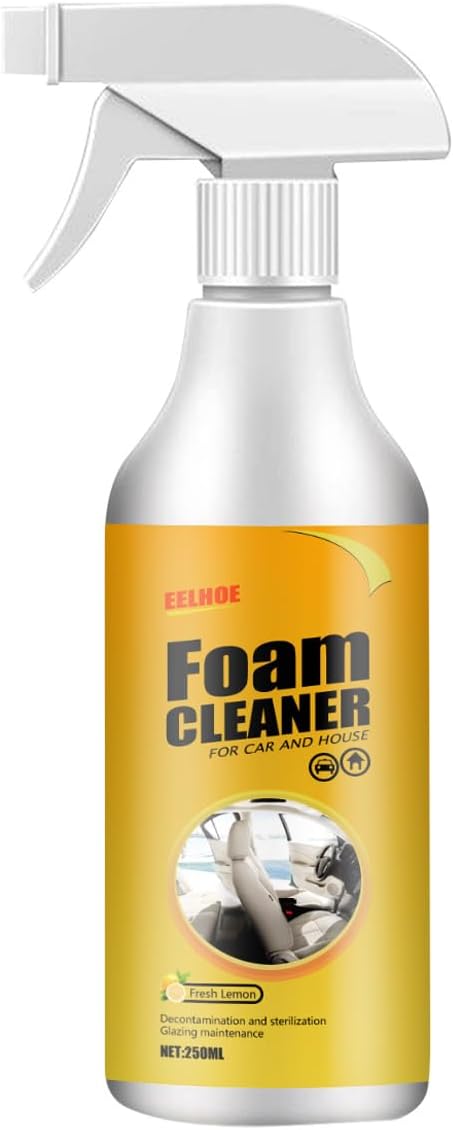 Multi Purpose Foam Cleaner for Car and House Lemon Flavor,All-Purpose Household Cleaners Concentrate,Strong Decontamination,Anti-Aging Cleansing Automotive Spray (250ml)