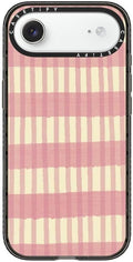 CASETiFY Impact iPhone Air Case [Slim/Compatible with Magsafe / 8.2 ft. 4X Military Grade Drop Protection] - Pink Summer Stripes - Clear Black