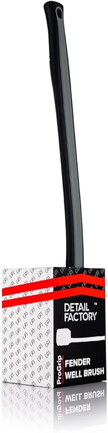 Detail Factory - Fender Well Brush - Ergonomic ProGrip Handle, Stiff Synthetic Bristles, Ergonomic Design, Clean Your Wheel Wells with Ease - Grey