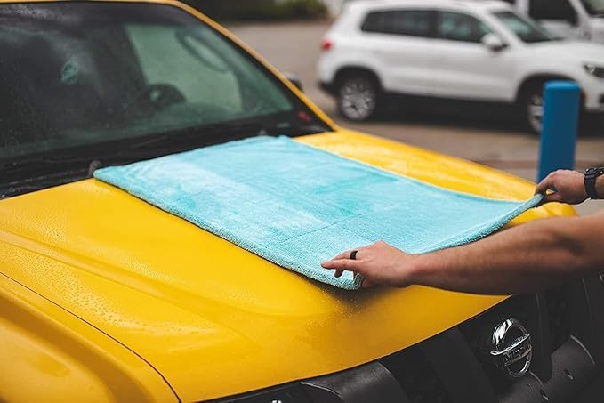 DM_Stores Microfiber Car Drying Towel, Teal and Gray, Edgeless Plush Cloth for Polishing, Drying, and Detailing