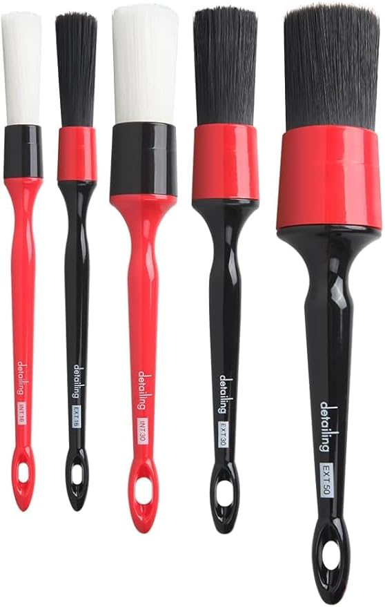 Detailing Car Detailing Brush Set 5 Pack – Interior & Exterior Auto Cleaning Brushes – Soft & Stiff Bristle Wheel Tire Engine Dashboard Brush Kit – Large 50mm Professional Car Care Tools