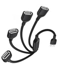 Elebase USB Splitter 1 in 4 Out 1FT,USBA Charger Sp-Litter,Multi Port USBA Y Cable,USB Extension Splitter Cord,Multiport Data Charging Split Adapter for PC,TV,MacBook,Laptop,2/3 Out