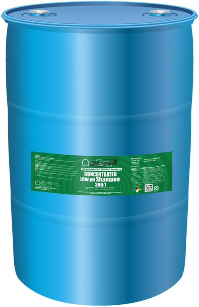 Nanoskin Tunnel Series Low pH Car Wash Shampoo – 55 Gallons, 300:1~500:1 Concentrated Foam Soap for Car Wash Tunnels, Automatic Wash Systems, and Foam Cannons