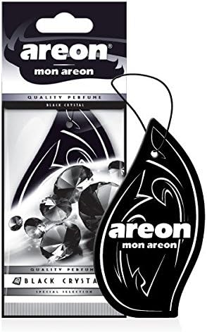 AREON MON MA23 Long Lasting Paper Hanging Ornaments for Car or Home Hanging Best Car Air Freshener Black Crystal Scent, 12 Pack