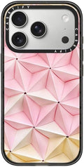 CASETiFY Impact iPhone 17 Pro Case [Slim/Compatible with Magsafe / 8.2 ft. 4X Military Grade Drop Protection] - Origami in Pastel Pink - Clear Black