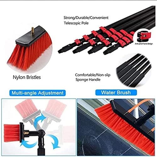 Teles Water Fed Pole Kit 12 36ft Aluminum Window Cleaning Brush & Hose Outdoor Solar Panel Cleaner Efficient Window Washing Tool for Solar Maintenance & Exterior Cleaning
