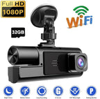WiFi 1080P 3 Channel Dash Camera for Car Front and Inside Dashcam Car Security Video Recorder,170°Wide Angle Vehicle Cam,WDR,G-Sensor,Loop Recording,Night Vision (WiFi 3Channel Dash Cam With 32G Card)