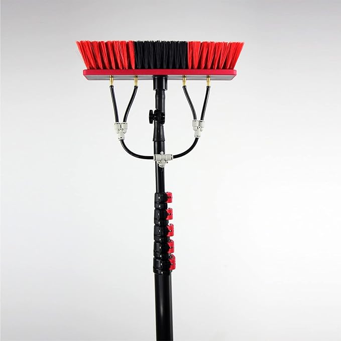 3.6-10.8m Window Cleaning Pole, Water Fed Telescopic Brush Extendable Cleaning Tools for Photovoltaic Panel Cleaning Trucks Windows Window Cleaner Kit (7.2m/24ft)