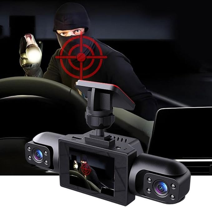 Full View Car Dashcam System, 360° 4 Channel Dash Cam for Cars Front/Rear/Left/Right, 4k Definition 1080p with 32/64/128GB, with Interior Infrared Light Sensor Loop Recording